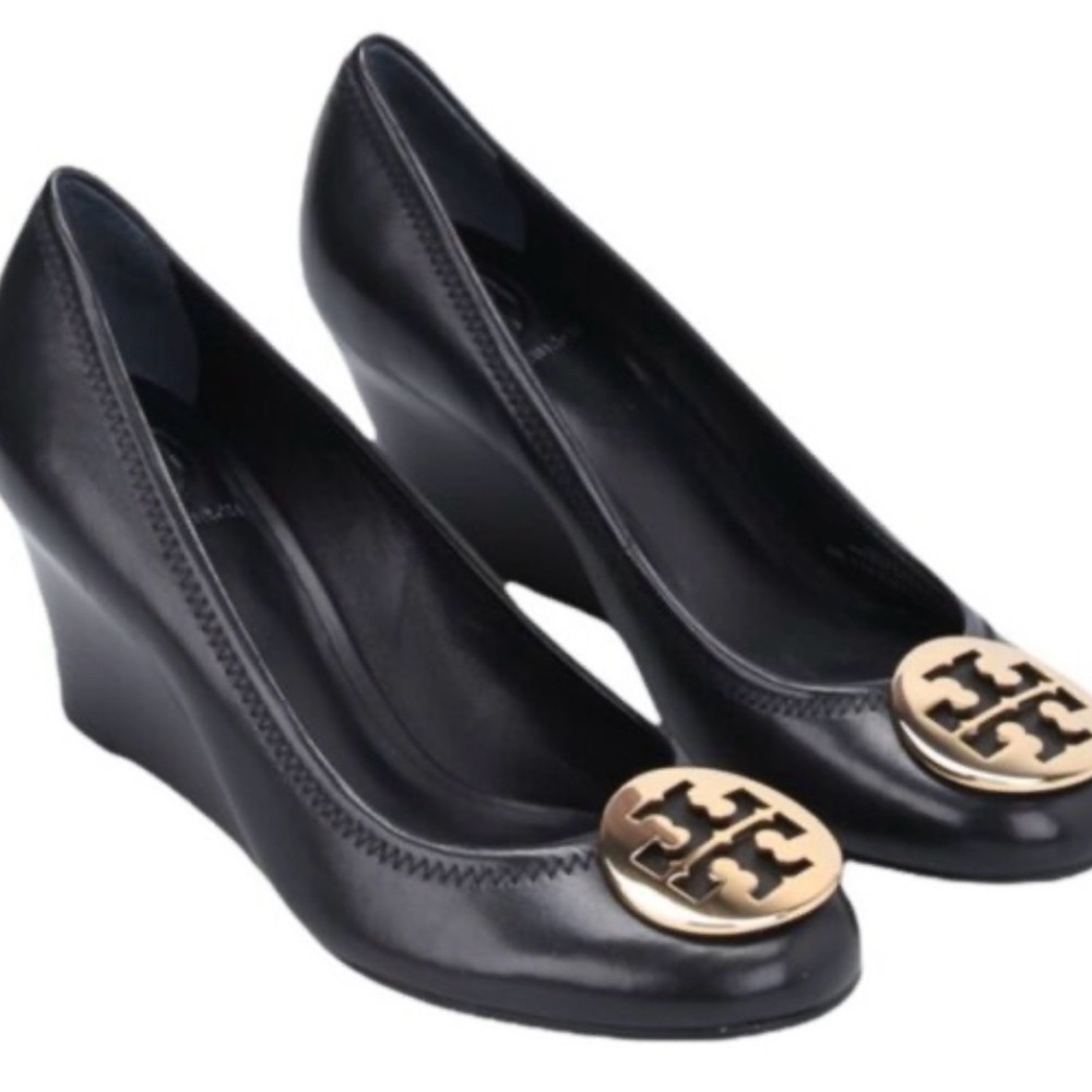 🌟TORY BURCH Sally Wedge Heels 👠 Black Wedges Sz. 9.5 🙌 BEST PRICE!! 🙌